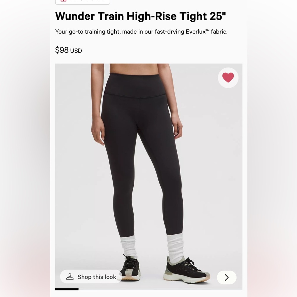 Lululemon Wundertrain High Rise Legging 25” in Black